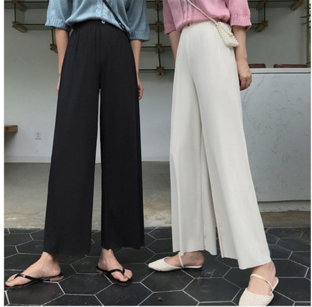 여름 여자 와이드밴딩팬츠 데일리룩 다리가 길어보이는 와이드바지 쿨 냉장고바지