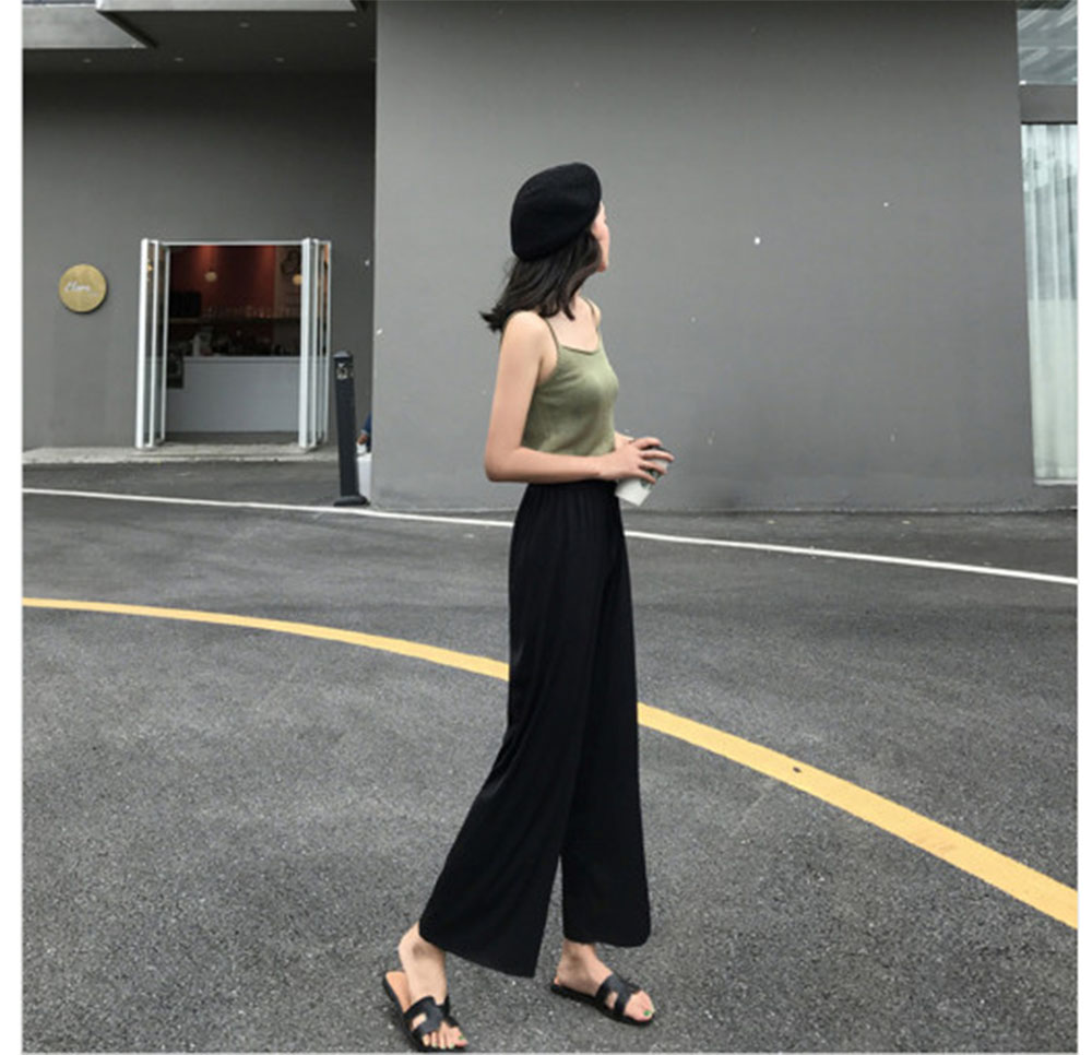 여름 여자 와이드밴딩팬츠 데일리룩 다리가 길어보이는 와이드바지 쿨 냉장고바지